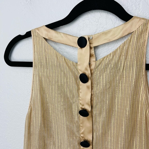 3.1 Phillip Lim Gold Tan Metallic Sequins Pleated Sleeveless midi Dress - Picture 5 of 10